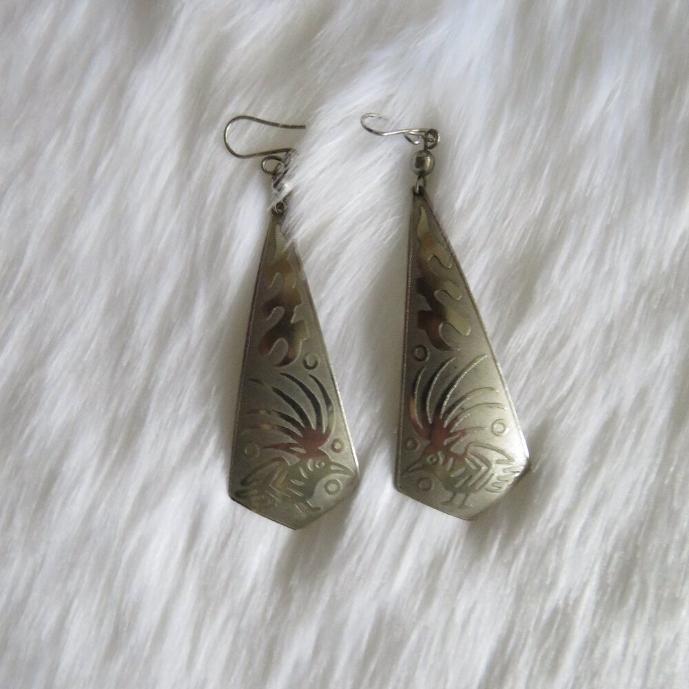 Silver Etched Pierced Earrings